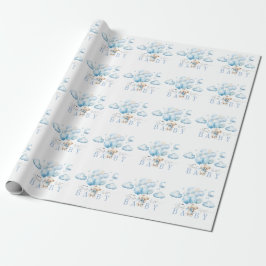 We kunnen blauw Baby shower afwachten Cadeaupapier