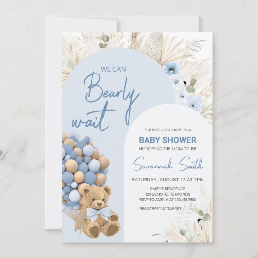 We kunnen blauw Baby shower afwachten Kaart (Voorkant)