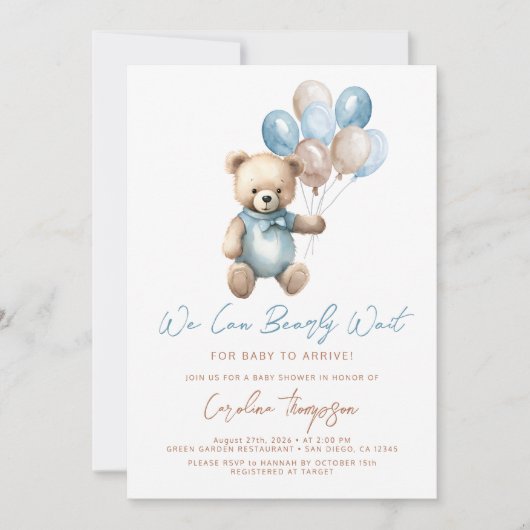 We kunnen blauw Baby shower afwachten Kaart (Voorkant)