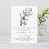 We kunnen blauw Baby shower afwachten Kaart (Staand voorkant)