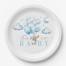 We kunnen blauw Baby shower afwachten Papieren Bordje