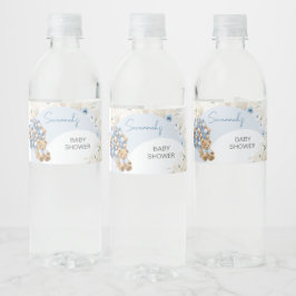 We kunnen blauw Baby shower afwachten Waterfles Etiket