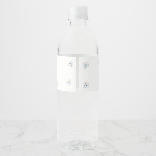 We kunnen blauw Baby shower afwachten Waterfles Etiket (Achterkant)