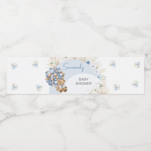 We kunnen blauw Baby shower afwachten Waterfles Etiket (Enkel label)