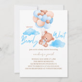 We kunnen blauw Beer Baby shower afwachten Kaart (Voorkant)