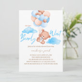 We kunnen blauw Beer Baby shower afwachten Kaart (Staand voorkant)