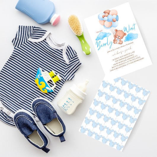 We kunnen blauw Beer Baby shower afwachten Kaart