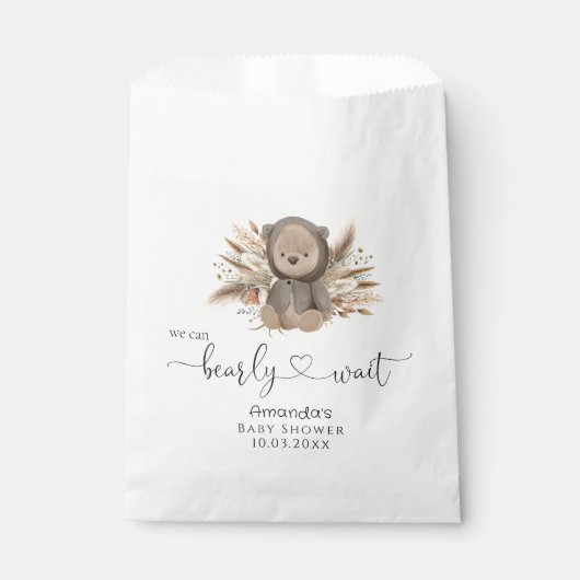 We kunnen boho Beer Baby shower afwachten. Bedankzakje (Voorkant)