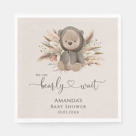 We kunnen boho Beer Baby shower afwachten. Servet (Voorkant)