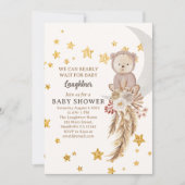 We kunnen boho Beer Moon Baby shower afwachten. Kaart (Voorkant)