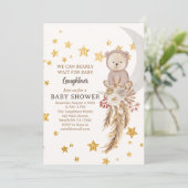 We kunnen boho Beer Moon Baby shower afwachten. Kaart (Staand voorkant)