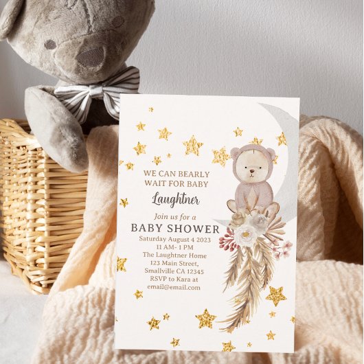 We kunnen boho Beer Moon Baby shower afwachten. Kaart