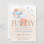 We kunnen boho Blue beige Baby shower afwachten. Kaart (Voorkant)