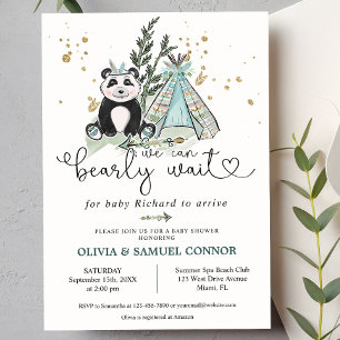 We kunnen boho Panda Baby shower afwachten. Kaart