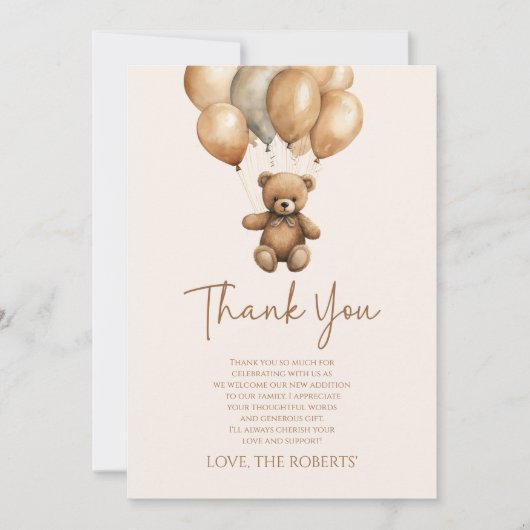 We kunnen boho Teddy Bear Baby shower afwachten. Bedankkaart (Voorkant)