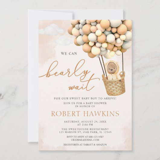 We kunnen boho Teddy Bear Baby shower afwachten. Kaart (Voorkant)