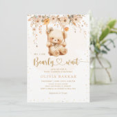 We kunnen boho Teddy Bear Baby shower afwachten. Kaart (Staand voorkant)