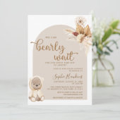 We kunnen boho Teddy Bear Baby shower afwachten. Kaart (Staand voorkant)