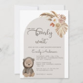 We kunnen boho Teddy Bear Baby shower afwachten. Kaart (Voorkant)