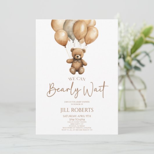 We kunnen boho Teddy Bear Baby shower afwachten. Kaart (Staand voorkant)