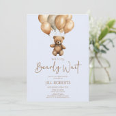 We kunnen boho Teddy Bear Baby shower afwachten. Kaart (Staand voorkant)