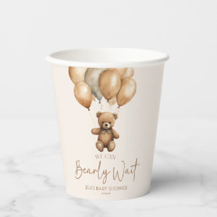 We kunnen boho Teddy Bear Baby shower afwachten. Papieren Bekers