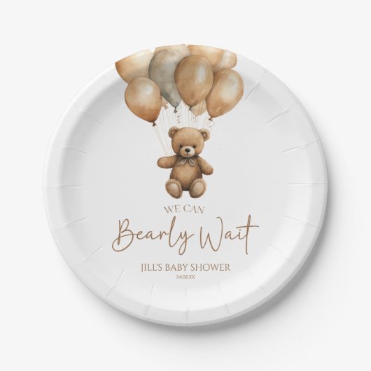 We kunnen boho Teddy Bear Baby shower afwachten. Papieren Bordje (Voorkant)