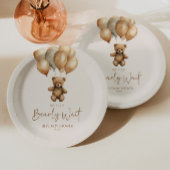 We kunnen boho Teddy Bear Baby shower afwachten. Papieren Bordje