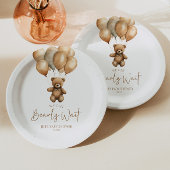 We kunnen boho Teddy Bear Baby shower afwachten. Papieren Bordje