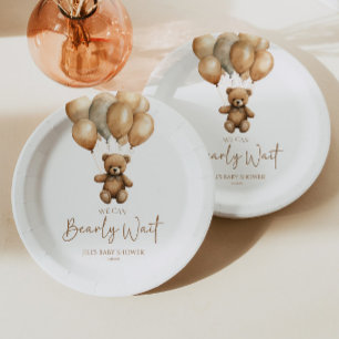 We kunnen boho Teddy Bear Baby shower afwachten. Papieren Bordje