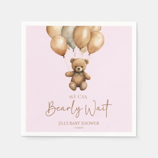 We kunnen boho Teddy Bear Baby shower afwachten. Servet (Voorkant)
