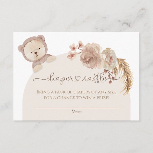 We kunnen boho Teddy Bear Diaper Raffle afwachten Informatiekaartje (Voorkant)