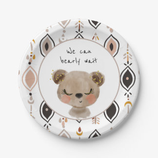 We kunnen Borden Teddy Bear Baby shower afwachten. Papieren Bordje
