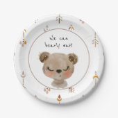 We kunnen Borden Teddy Bear Baby shower afwachten. Papieren Bordje (Voorkant)