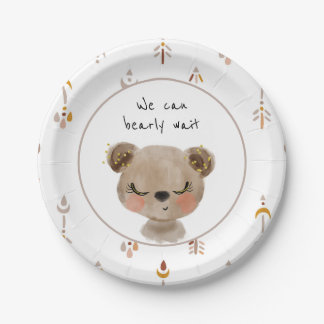 We kunnen Borden Teddy Bear Baby shower afwachten. Papieren Bordje