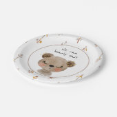 We kunnen Borden Teddy Bear Baby shower afwachten. Papieren Bordje (Gekanteld)