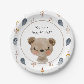 We kunnen Borden Teddy Bear Baby shower afwachten. Papieren Bordje