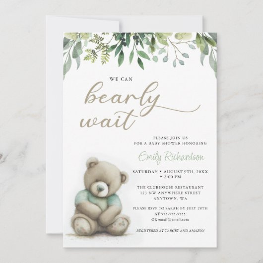 We kunnen Boy Boho Teddy Bear Baby shower nauwelij Kaart (Voorkant)