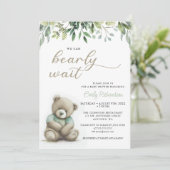 We kunnen Boy Boho Teddy Bear Baby shower nauwelij Kaart (Staand voorkant)
