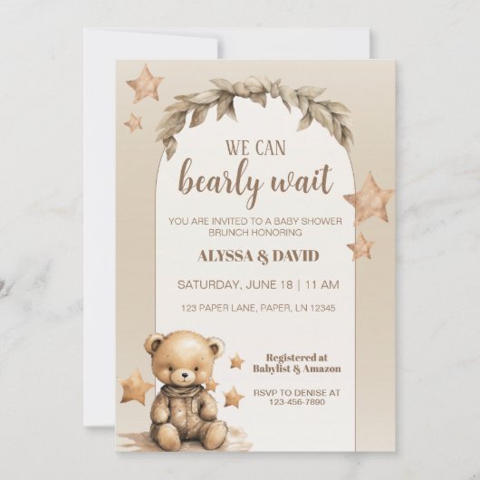 We kunnen de uitnodiging tot Baby shower afwachten (Voorkant)