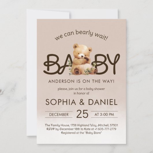 We kunnen de uitnodiging tot Baby shower afwachten (Voorkant)