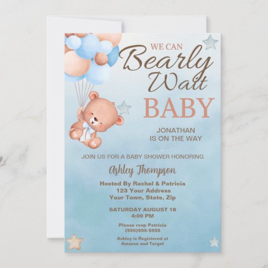 We kunnen de uitnodiging tot Baby shower afwachten (Voorkant)