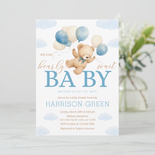 We kunnen de uitnodiging tot Baby shower afwachten (Staand voorkant)