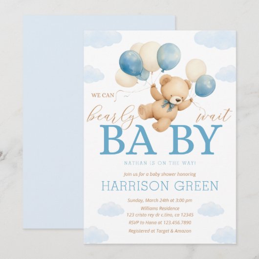 We kunnen de uitnodiging tot Baby shower afwachten (Voorkant / Achterkant)