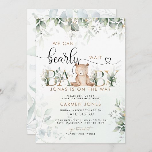 We kunnen de uitnodiging tot Baby shower afwachten (Voorkant / Achterkant)