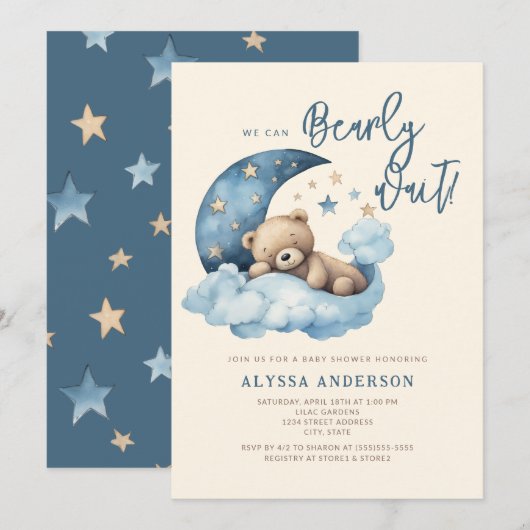 We kunnen de uitnodiging tot Baby shower afwachten (Voorkant / Achterkant)