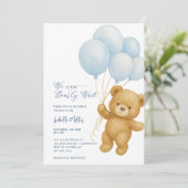 We kunnen de uitnodiging van Blue Boy Baby shower  (Staand voorkant)