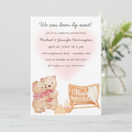 We kunnen de uitnodiging van het Baby shower met B (Staand voorkant)