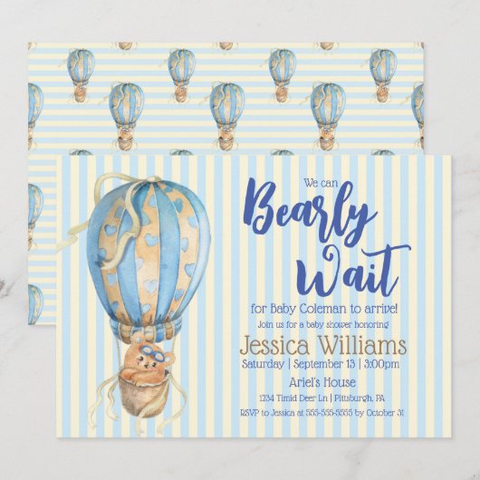 We kunnen de uitnodiging van het Beer Baby shower  (Voorkant / Achterkant)