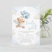 We kunnen de uitnodiging voor blauw Baby shower af (Staand voorkant)